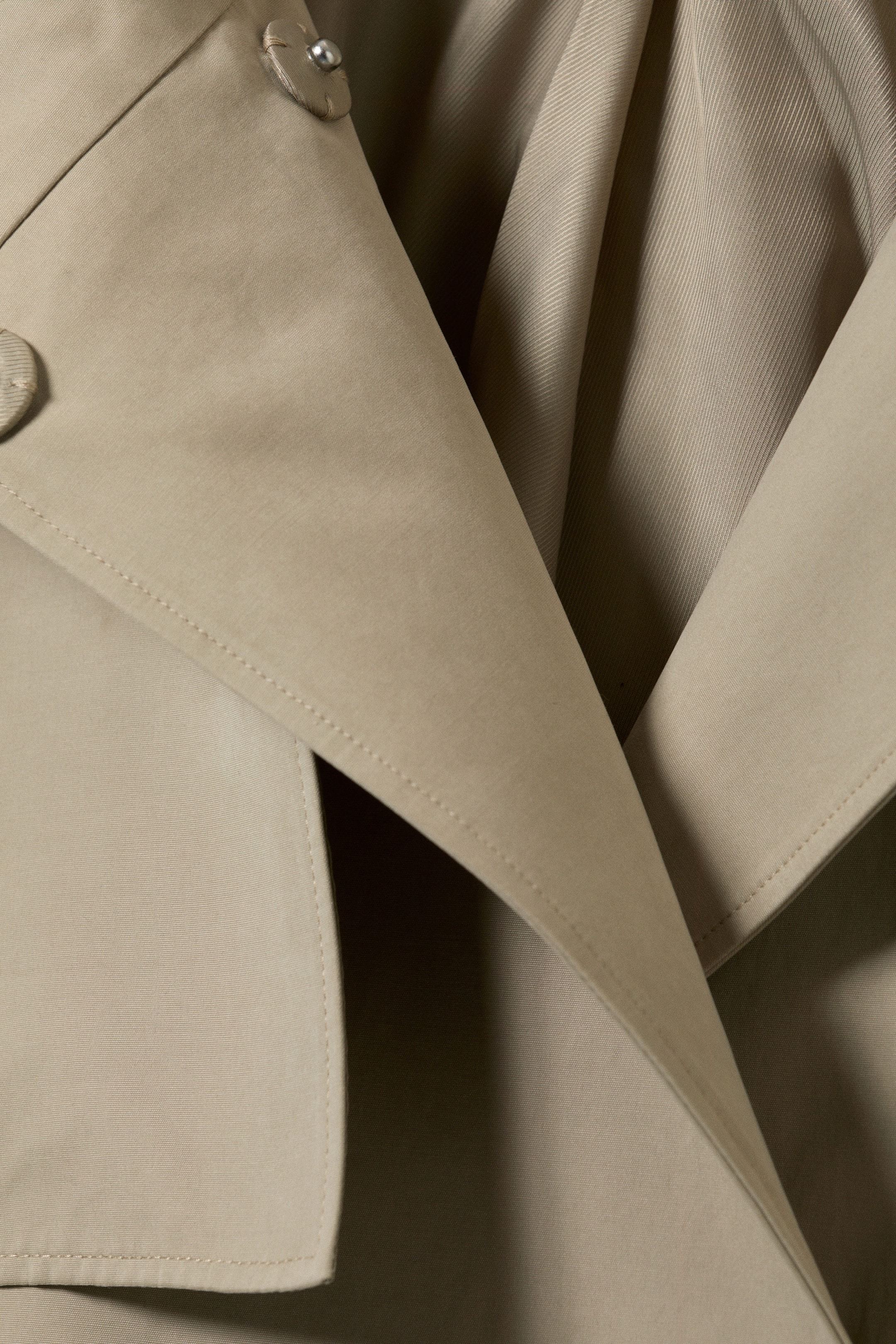 Beige - Loose Fit Trench Coat with Funnel Collar - 9