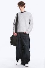 Light Grey Melange - Boxy Knitted Jumper - 2