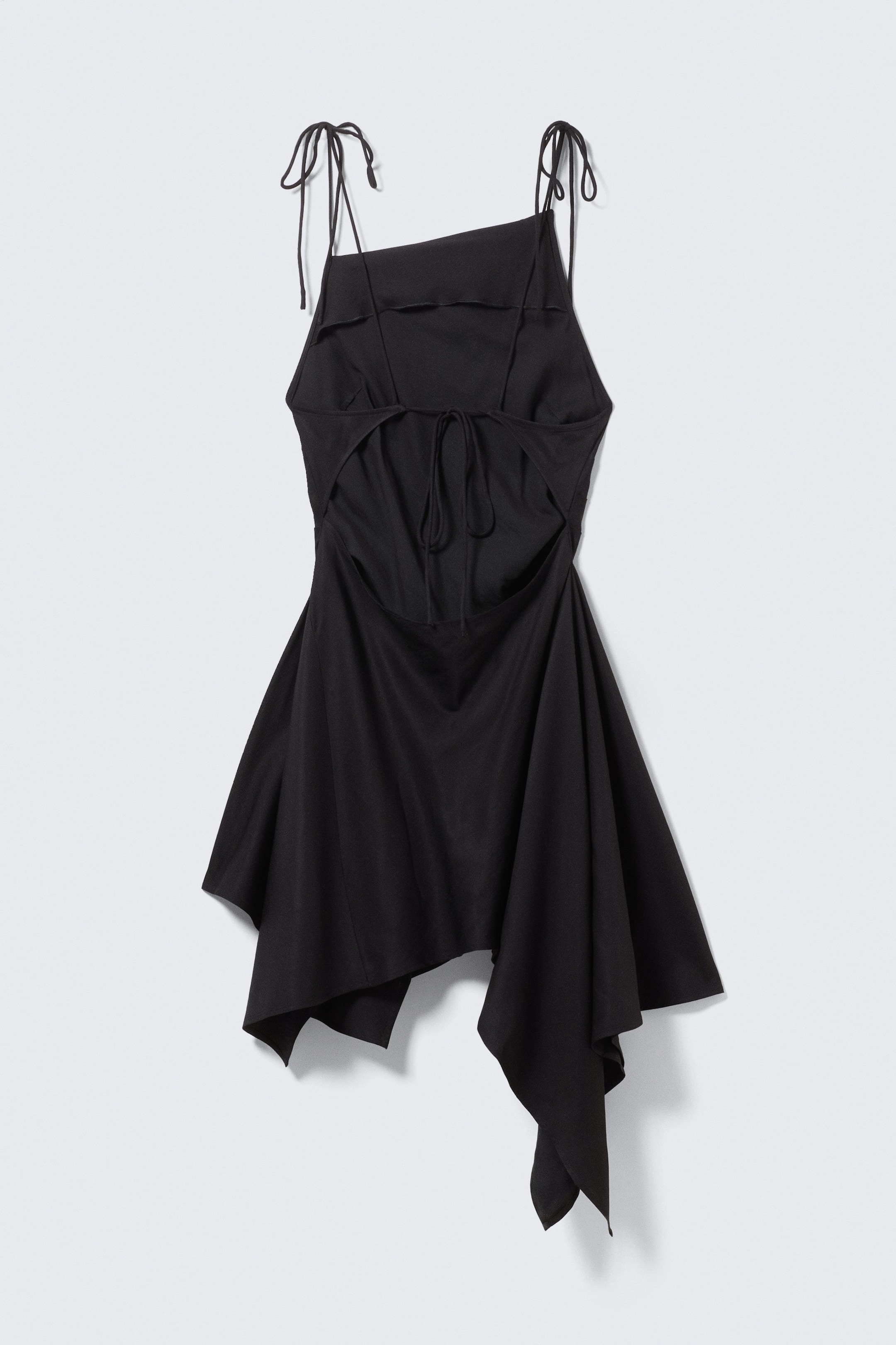 Black - Asymmetric Sleeveless Cowl-Neck Midi Dress - 5