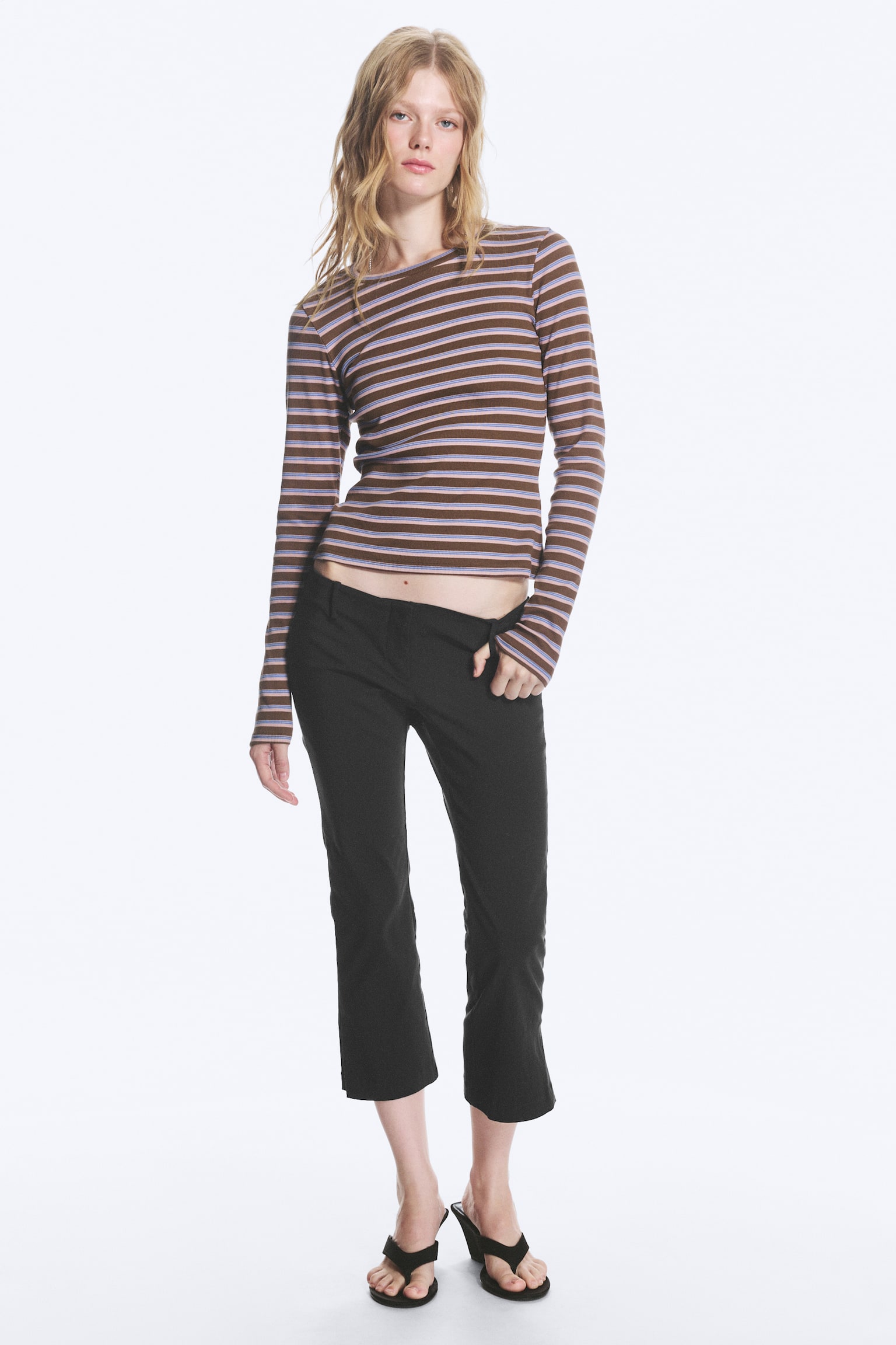 Tight Ribbed Long-sleeve - Striped Brown/Blue/Pink/Striped Blue/Red/White/White - 1