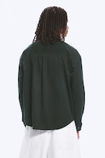 Dark Green - Embroidered Oversized Cotton Shirt - 3