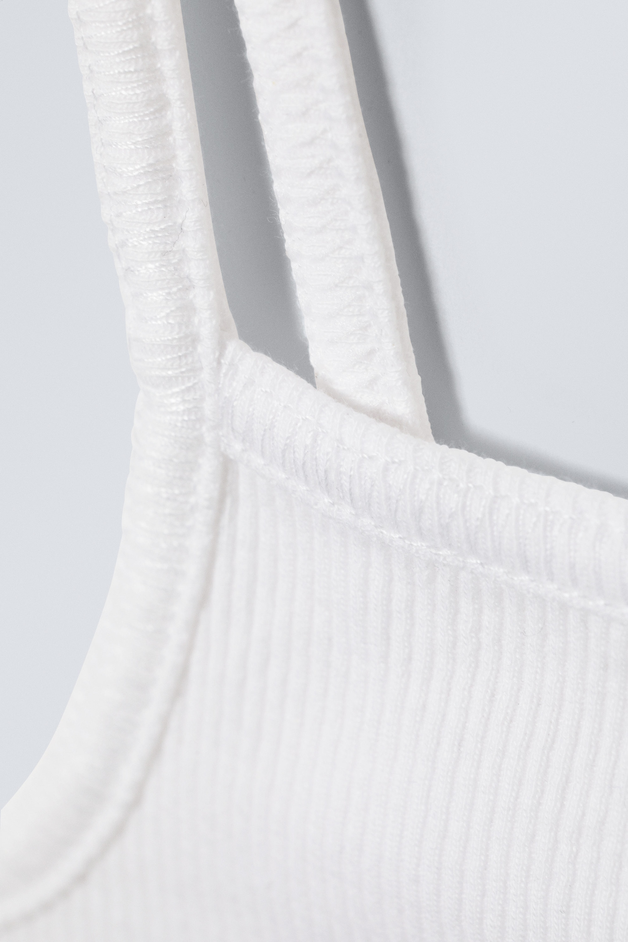 White - Square Neck Rib Singlet - 1
