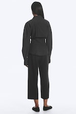 Black - Waisted A-Line Shirt - 2