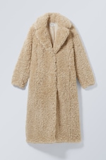 Beige - Manteau en fausse fourrure Allegra - 0