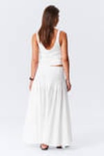 White - Pleated Mid Rise Maxi Skirt - 3