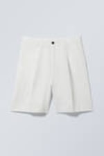 Light Dusty White - Loose Linen Suit Shorts - 4
