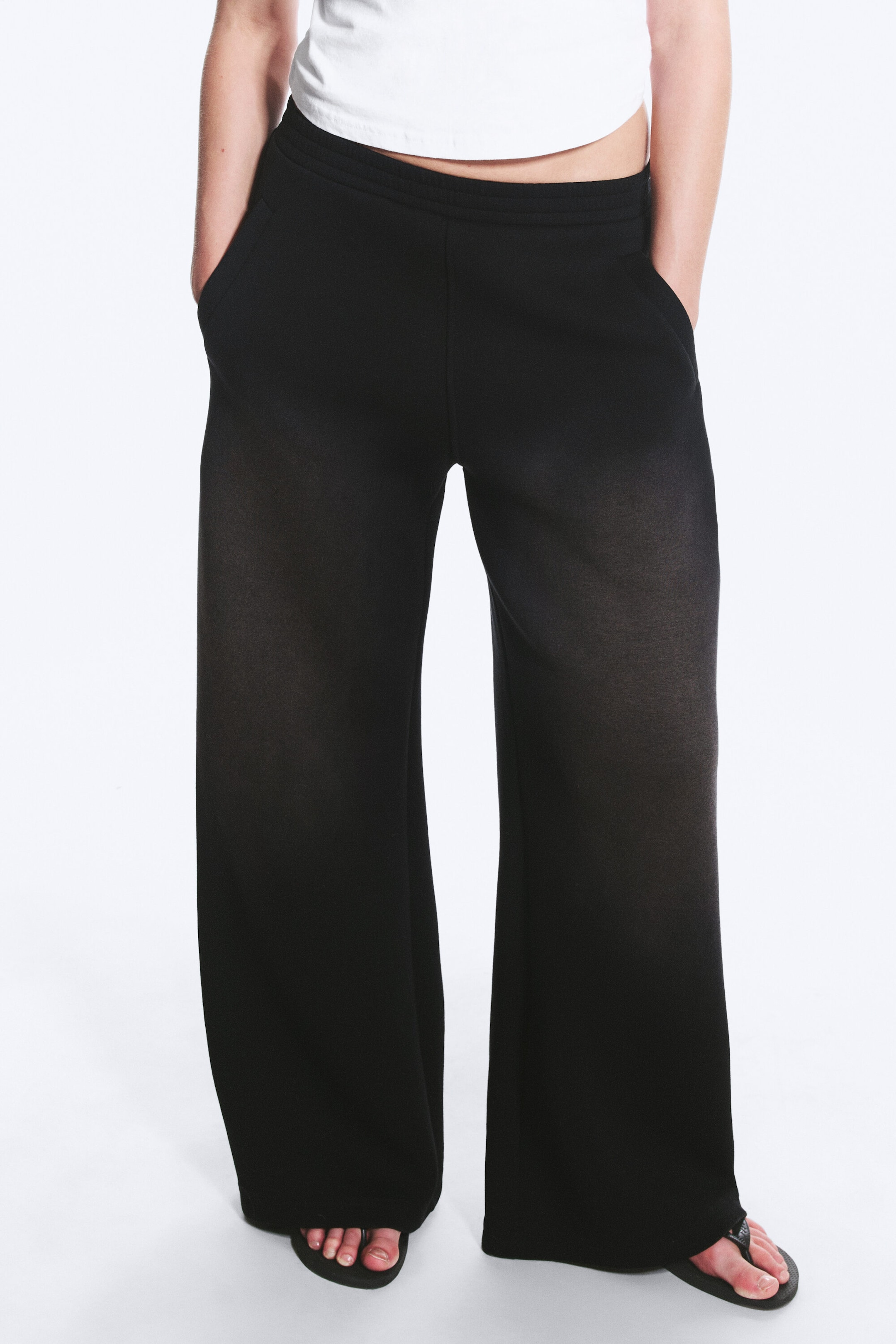 Washed Black - Washed Wide Leg Scuba Sweatpants - 2