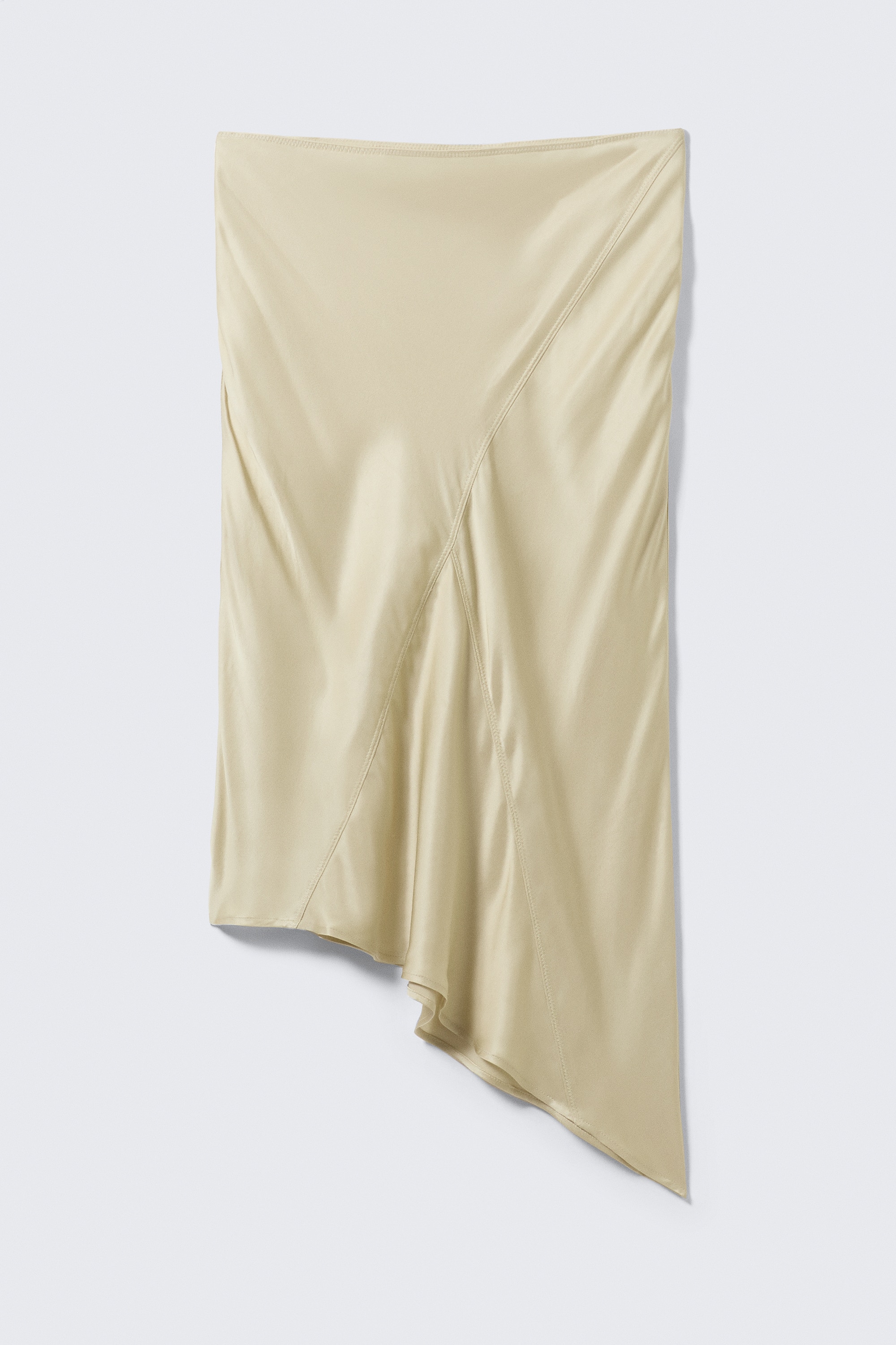 Gonna midi in satin - Beige chiaro/Nero