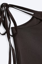 Dark Brown - Satin Cut-Out Flared Trousers - 6