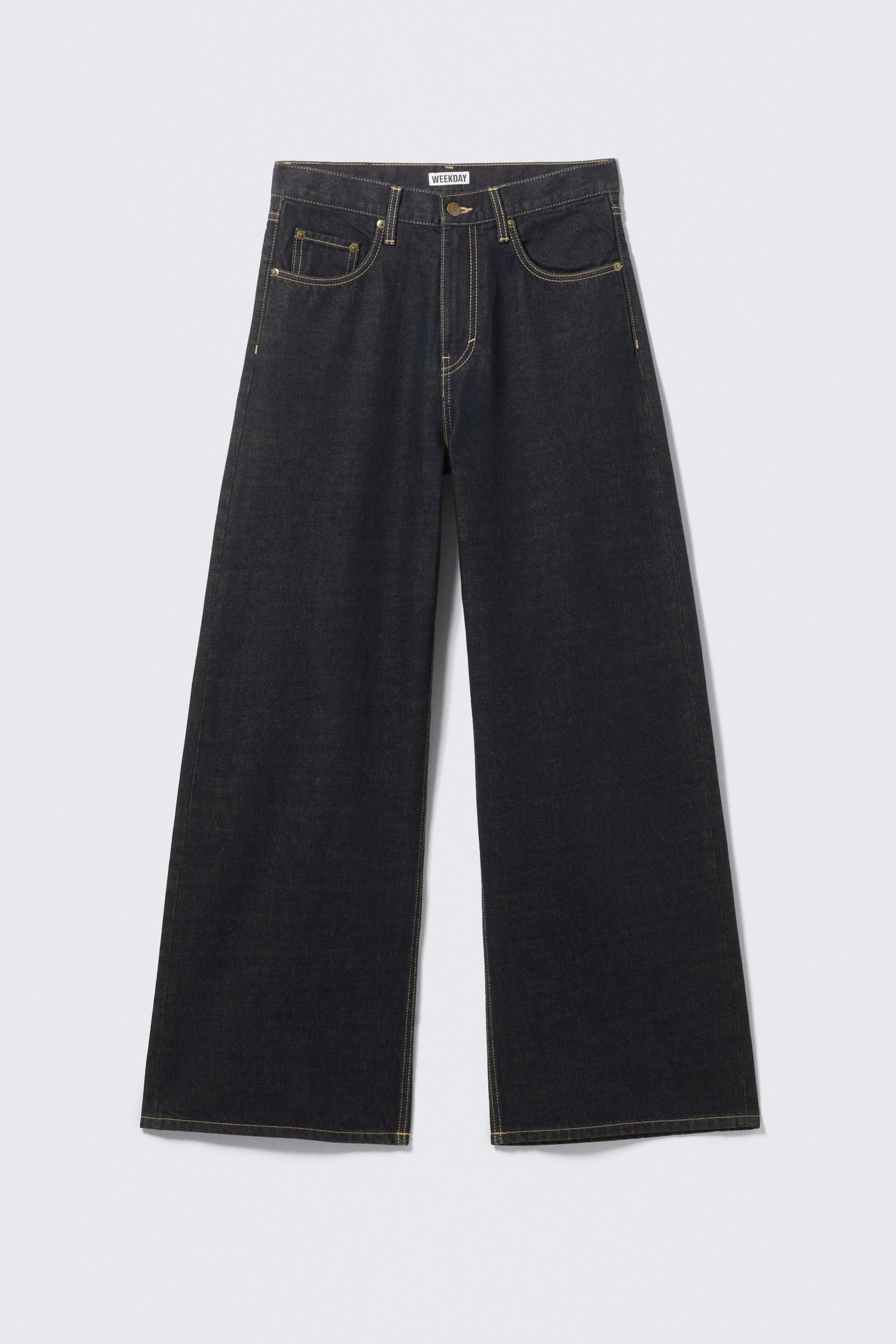 Emerald Rinse - Dark Blue - Solar Loose Wide Leg Unisex Jeans - 11