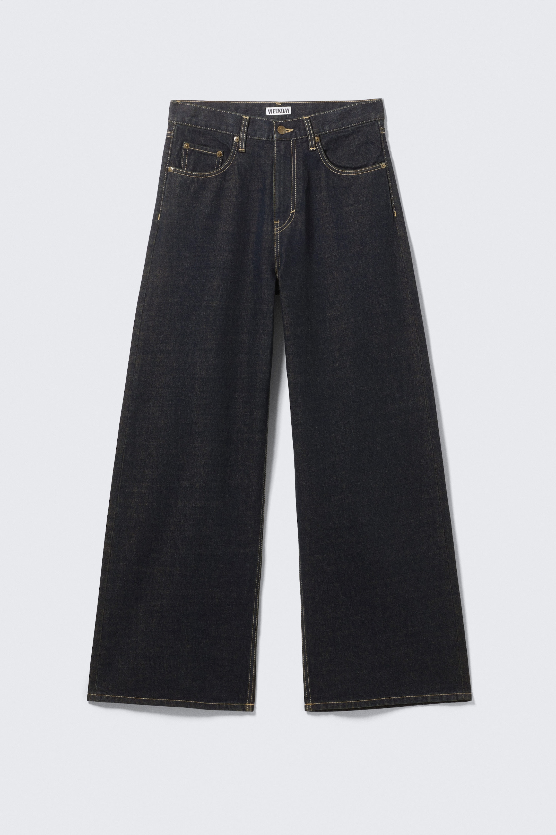 Emerald Rinse - Dark Blue - Solar Loose Wide Leg Unisex Jeans - 1