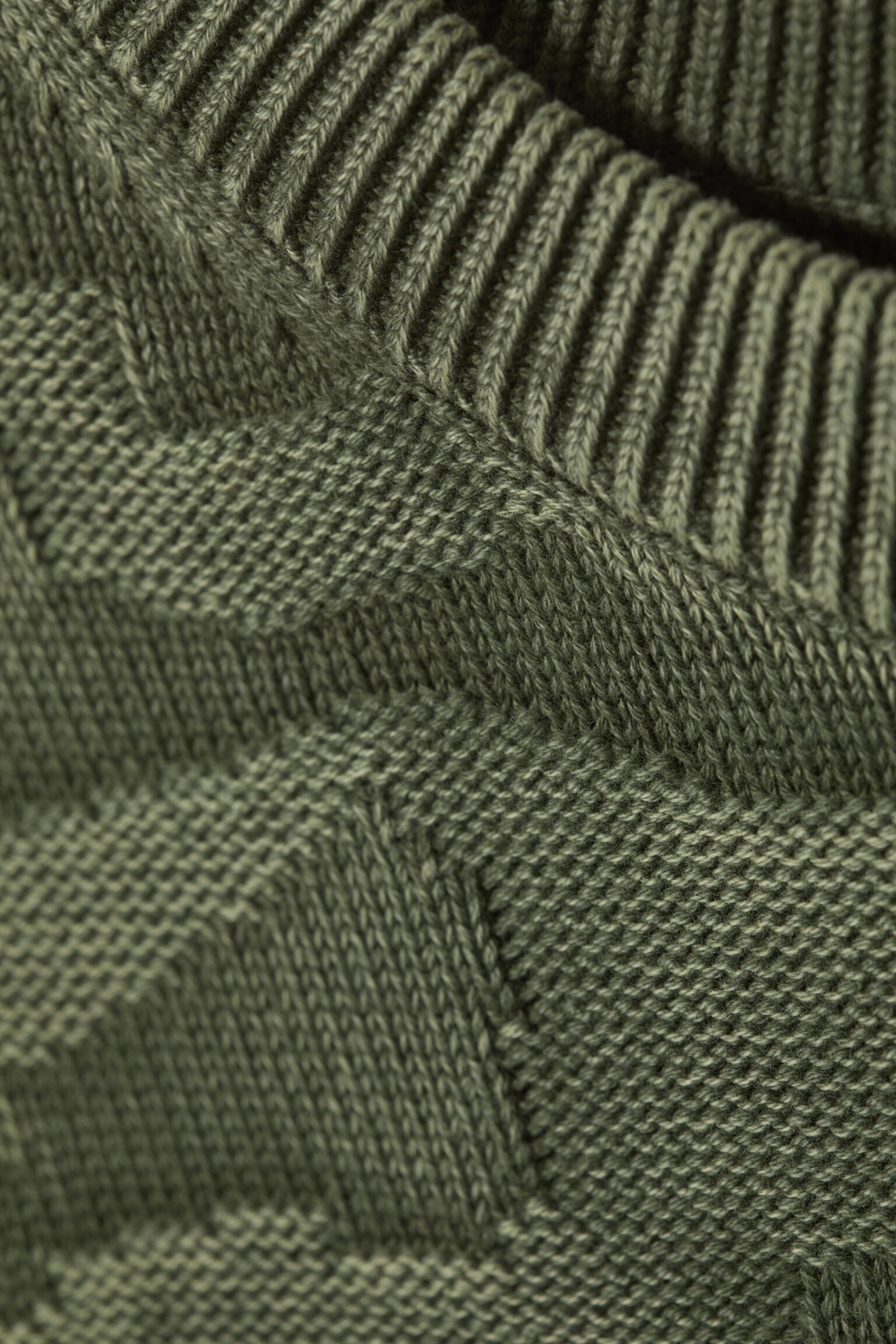 Oversized Graphic Cotton Knit Sweater - Structured Dark Green/Black/Black - 5