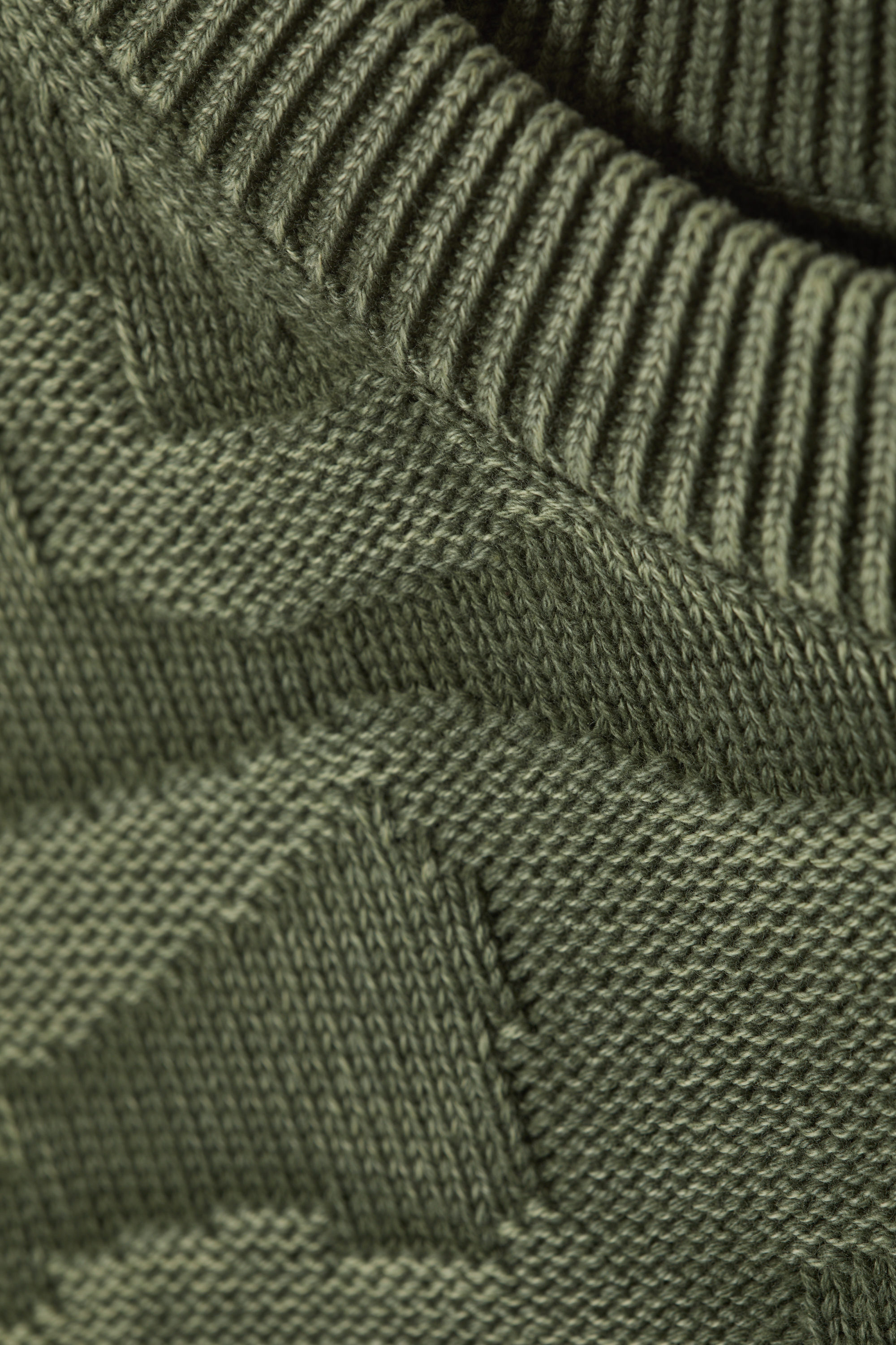 Vert foncé structuré - Pull en maille de coton graphique oversize - 5