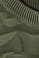 Structured Dark Green - Oversized gebreide katoenen trui met grafische print - 5