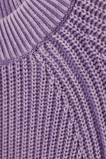 Washed Purple Melange - Relaxed Knitted Cotton Sweater - 5