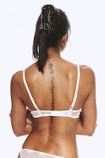 White - Lace Plunge Wire Bra - 2