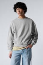Hellgrau meliert - Kastiges, dickes Frottee-Sweatshirt - 0