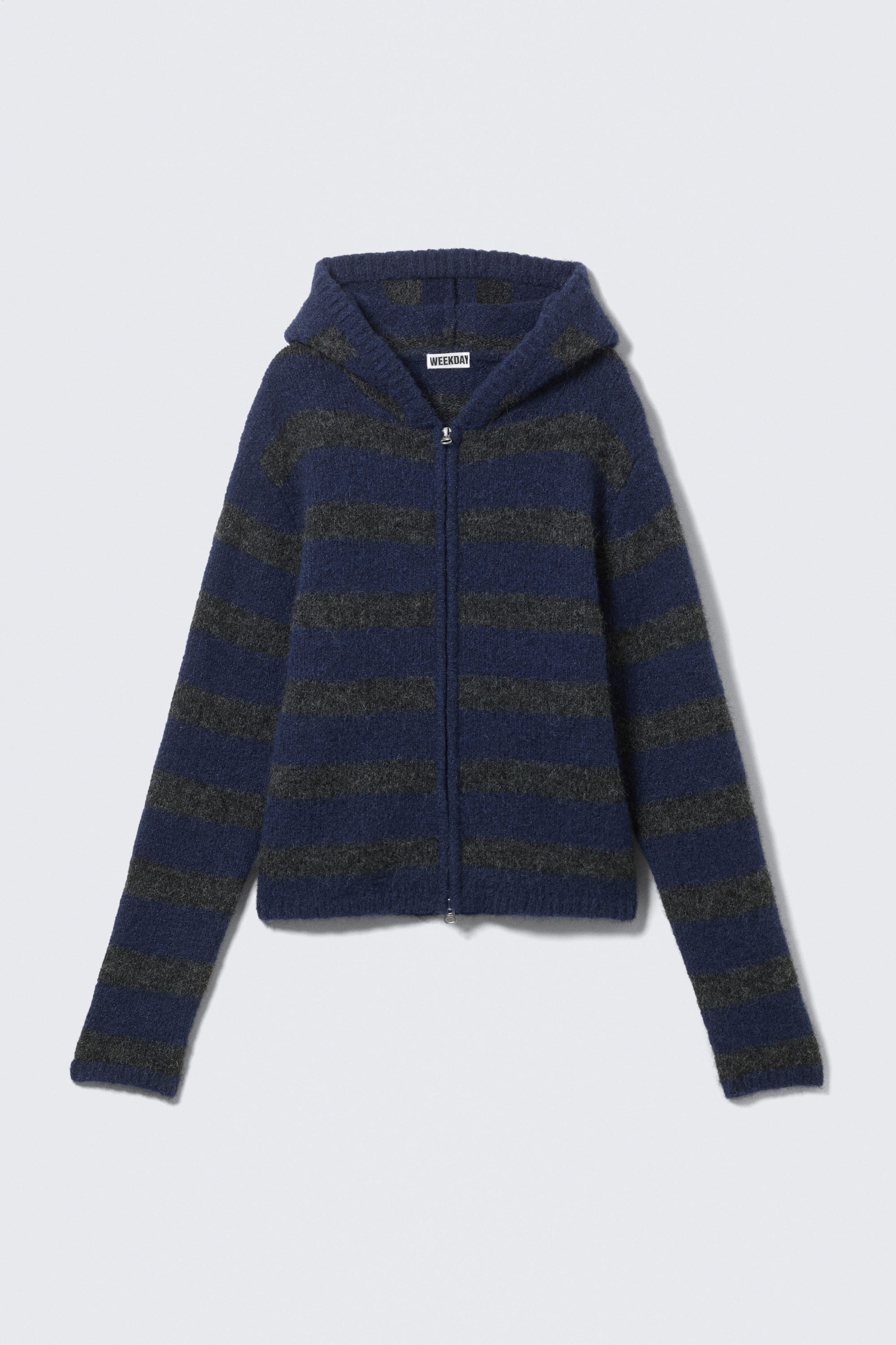 Blue & Grey Stripes - Knitted Wool-Blend Zip Hoodie - 6