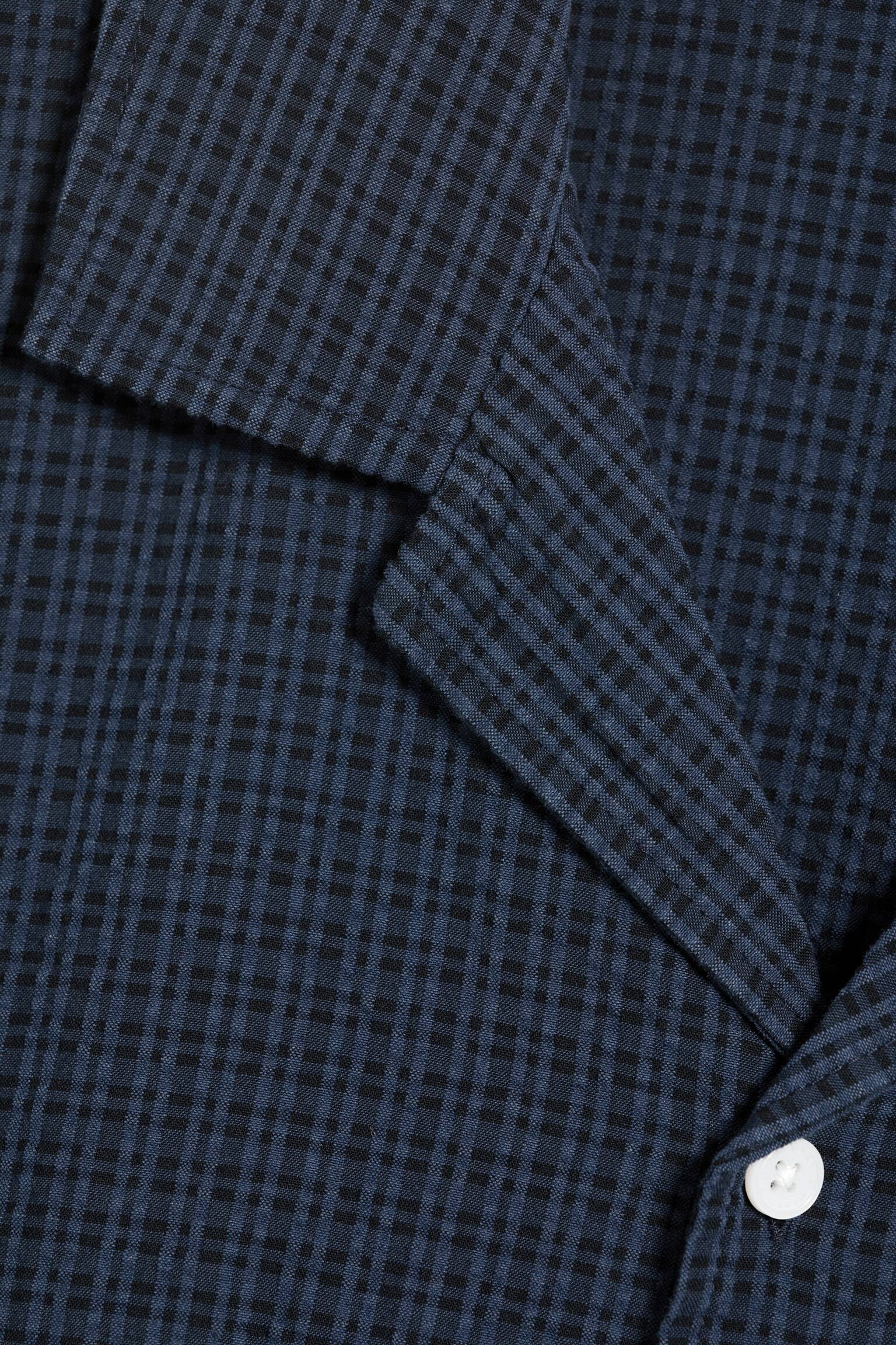 Χαλαρό Κοντομάνικο Πουκάμισο Για Διακοπές - Καρό Σκούρο Μπλε/Καρό Γκρι - 5