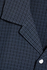 Checked Dark Blue - Loose Short-Sleeved Resort Shirt - 4