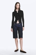 Striped Dark Grey - Slim Long-Sleeved Buttoned Cardigan - 2