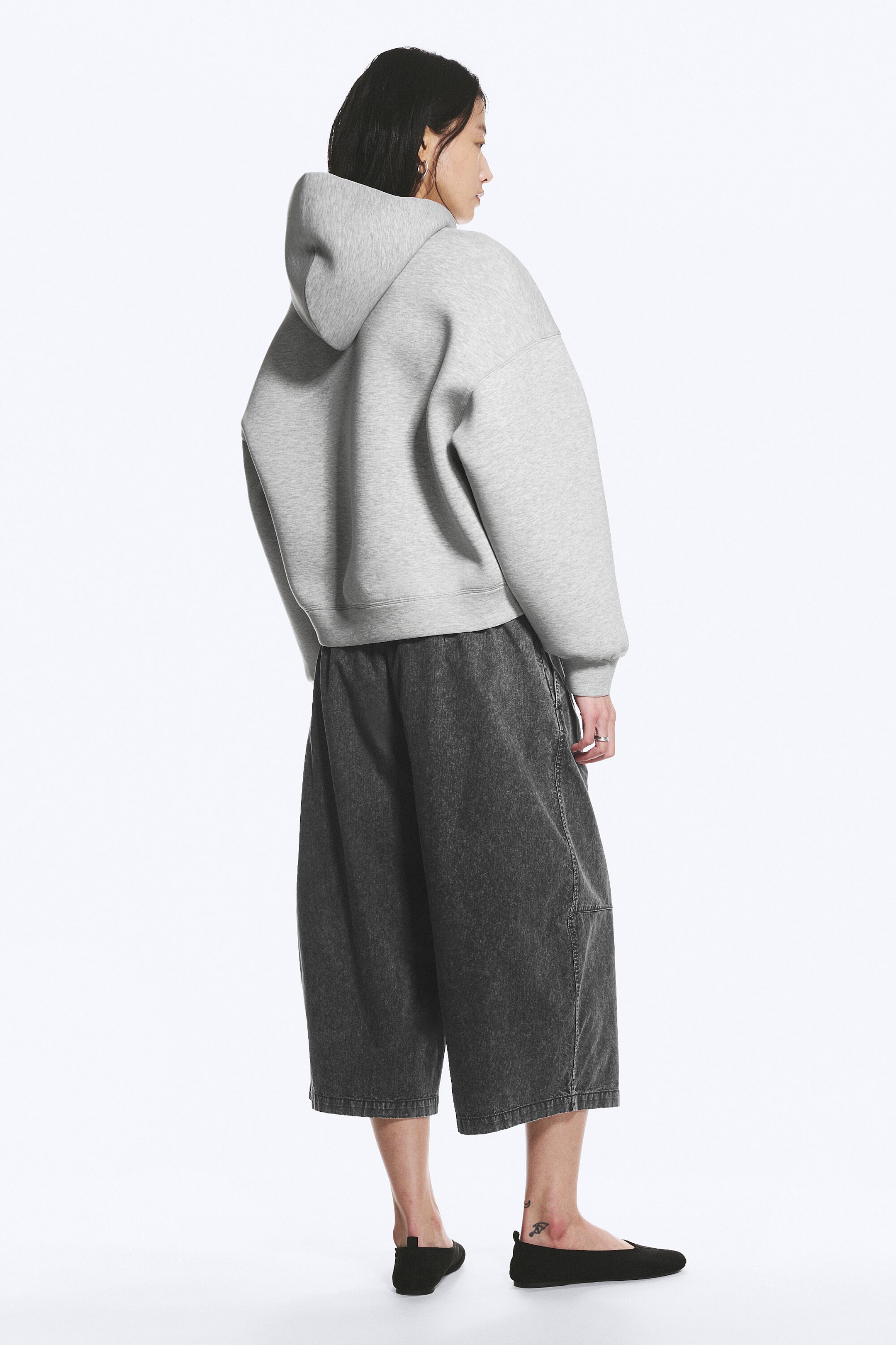 Light Grey - Oversized Scuba Hoodie - 2