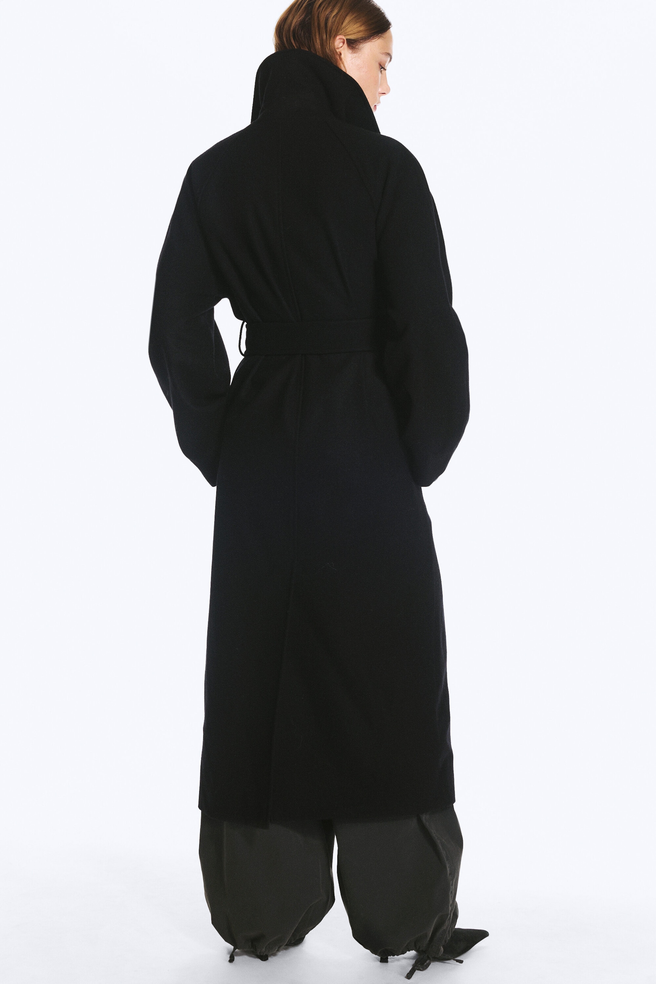 Black - Kia Oversized Wool-Blend Double-Breasted Coat - 4