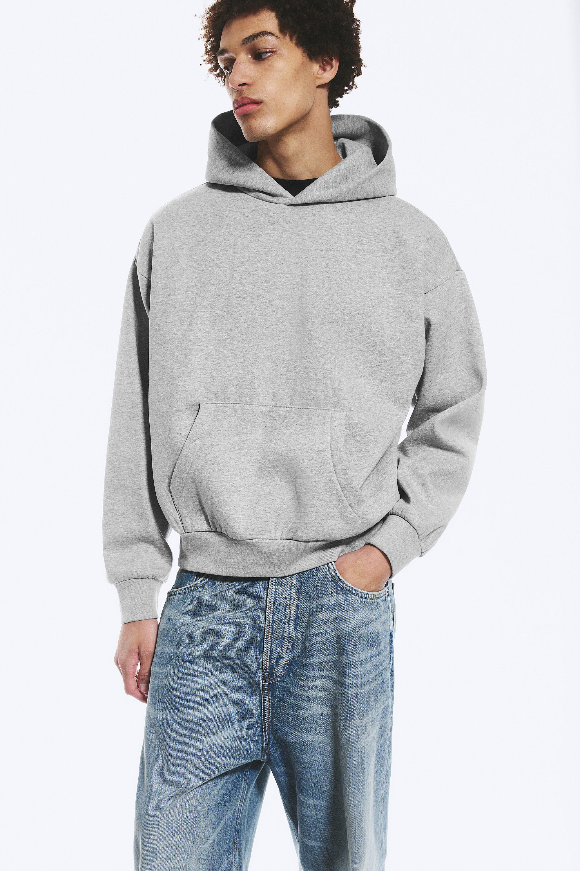 loose fit hoodie - Grey Melange | Weekday WW