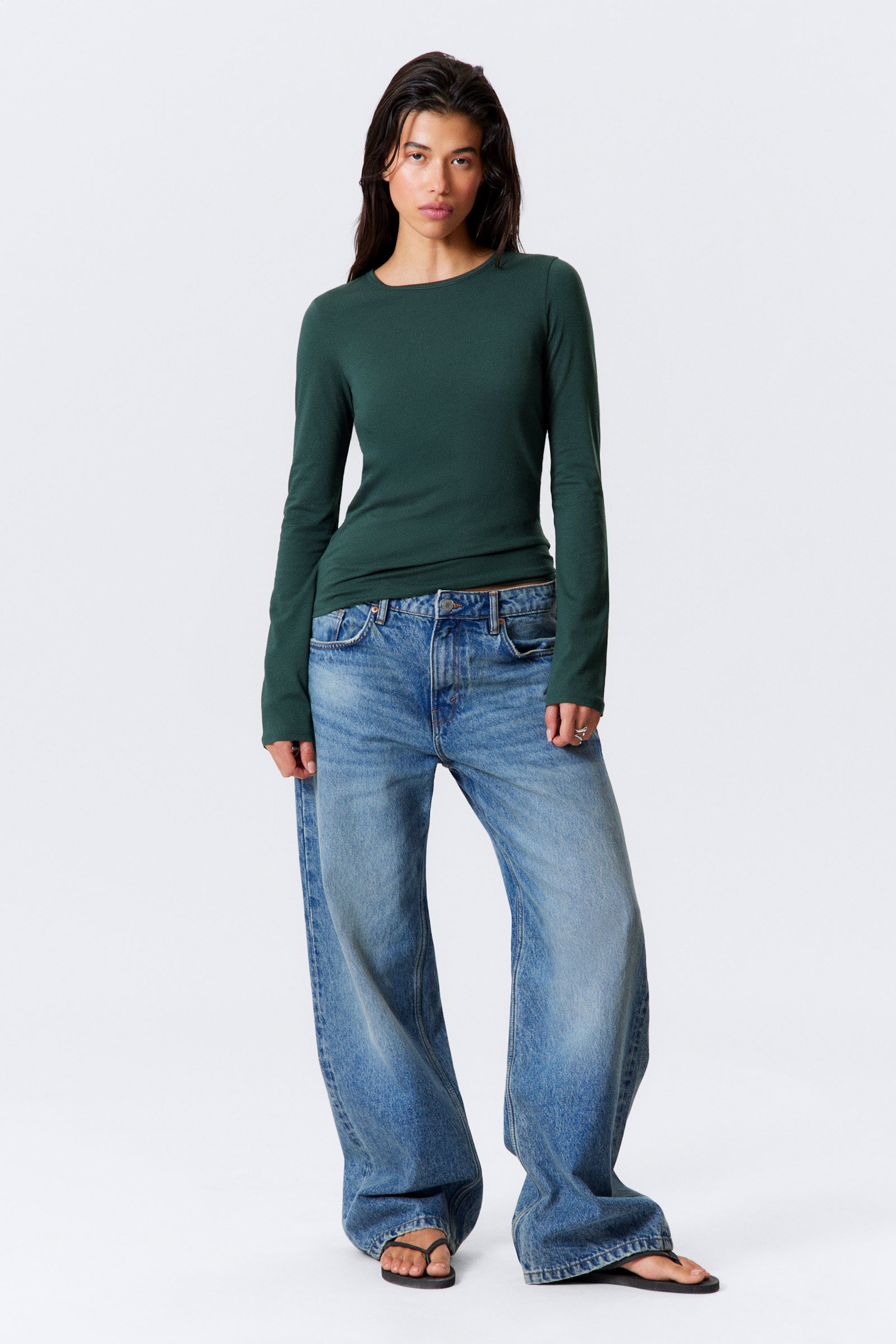 #3D4848 - Zachte top van katoenen jersey met lange mouwen - 2