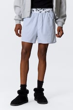 Weiß - Blaue Streifen - Boxer-Pyjamashorts - 3