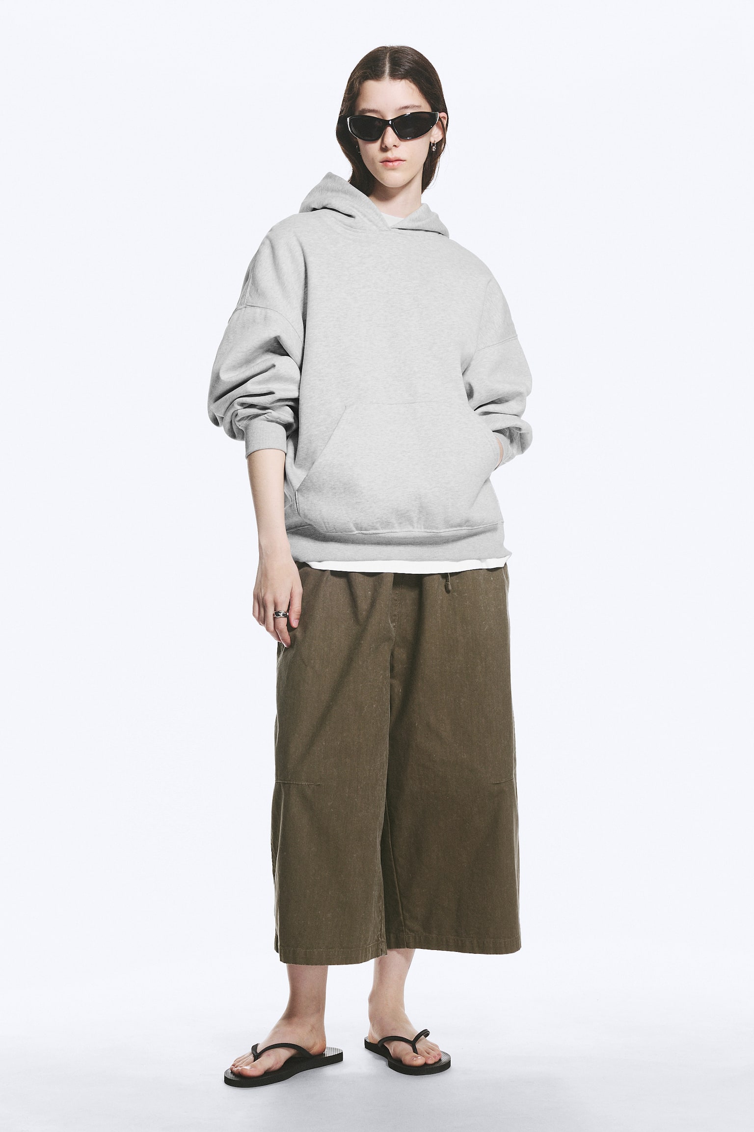 Oversized Heavyweight Hoodie - Light Grey Melange/Тъмночервено/Black/Тъмно кафяво - 4