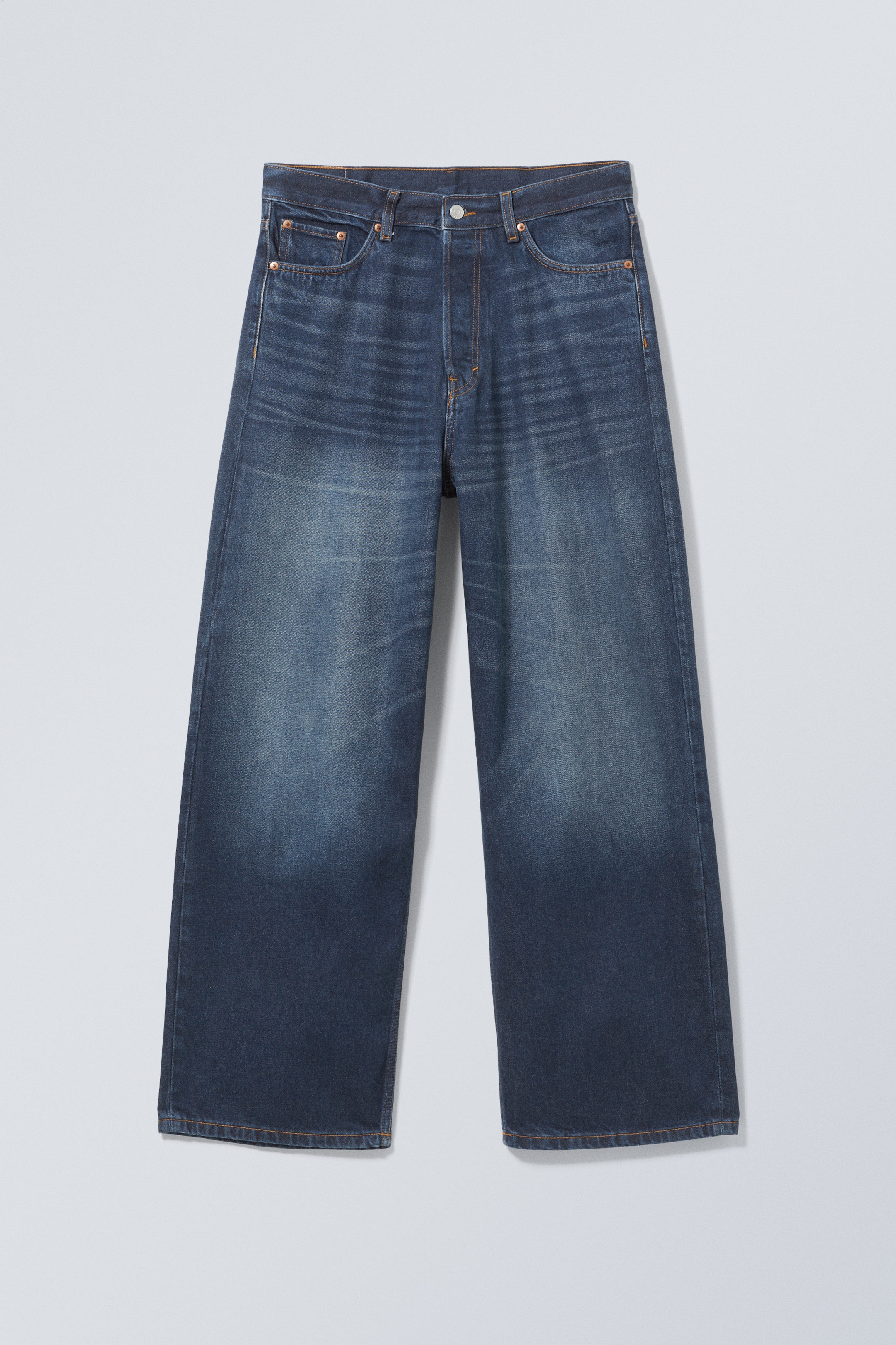 Azurblau - Astro Mid Waist Loose Baggy Unisex Jeans - 0