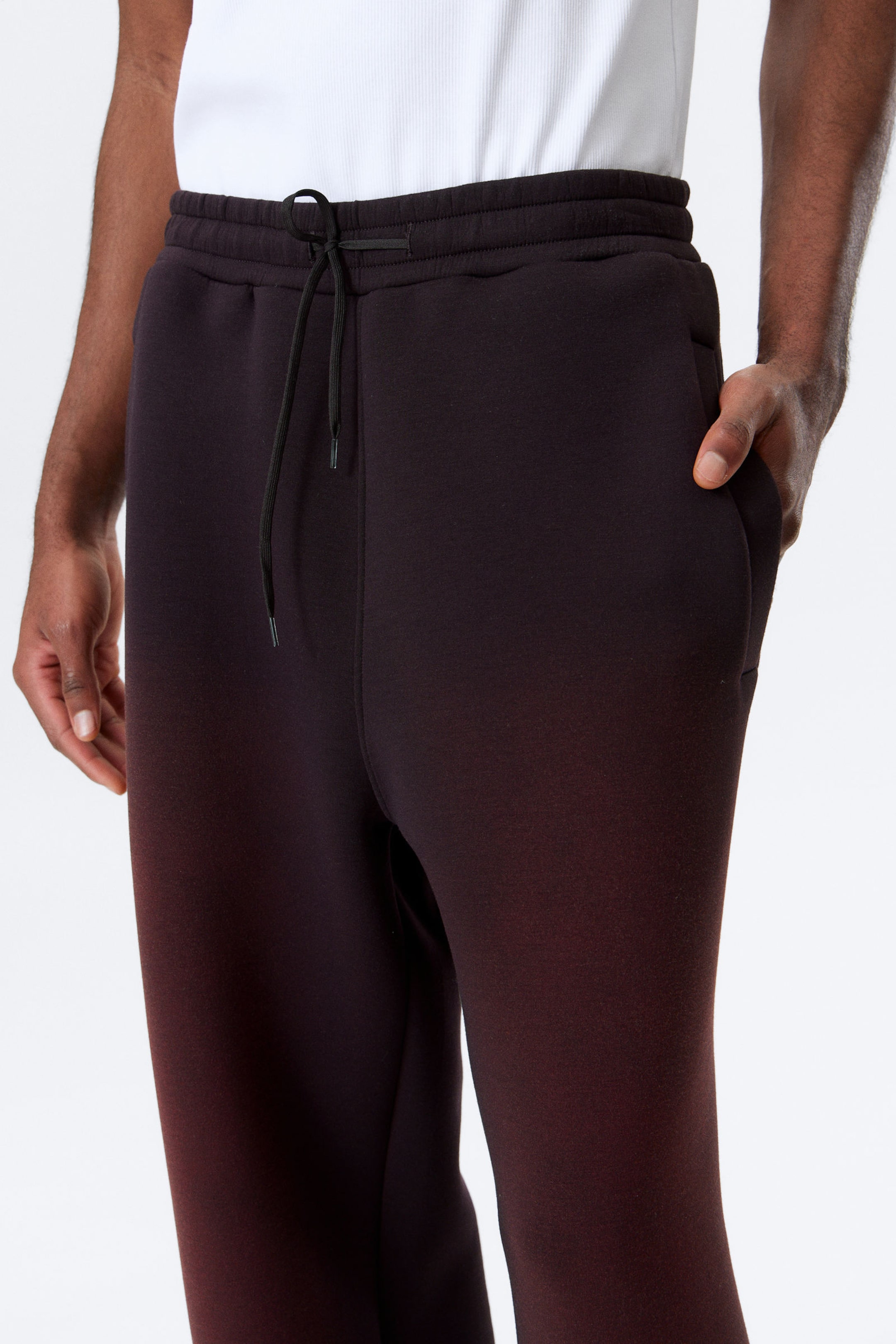 Paarsrood met wassing - Joggingbroek van gewassen scubastof - 2