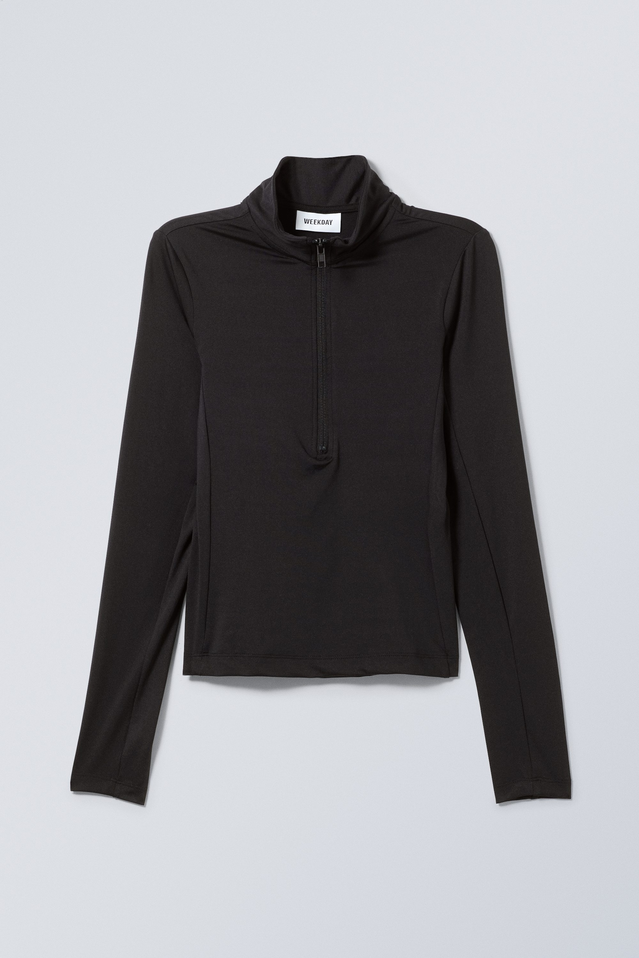 Zwart - Bella longsleeve met halve rits - 0