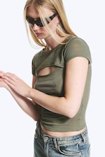 Dusty Khaki Green - Layered Two-Piece Bolero Top - 2