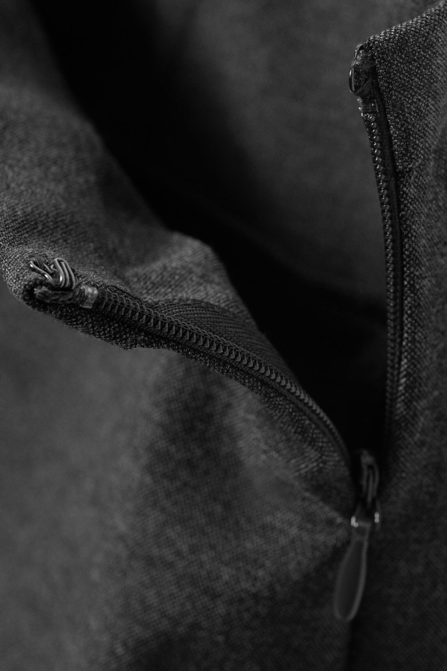 Панталони с ниска талия и страничен цип - Тъмно сиво меланж/Черен - 6