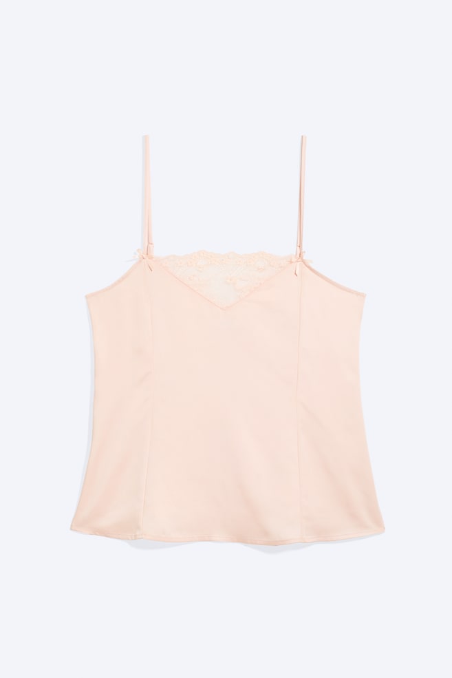 Satijnen kanten top - Light Dusty Peach/Oranje/Donkerbruin - 1
