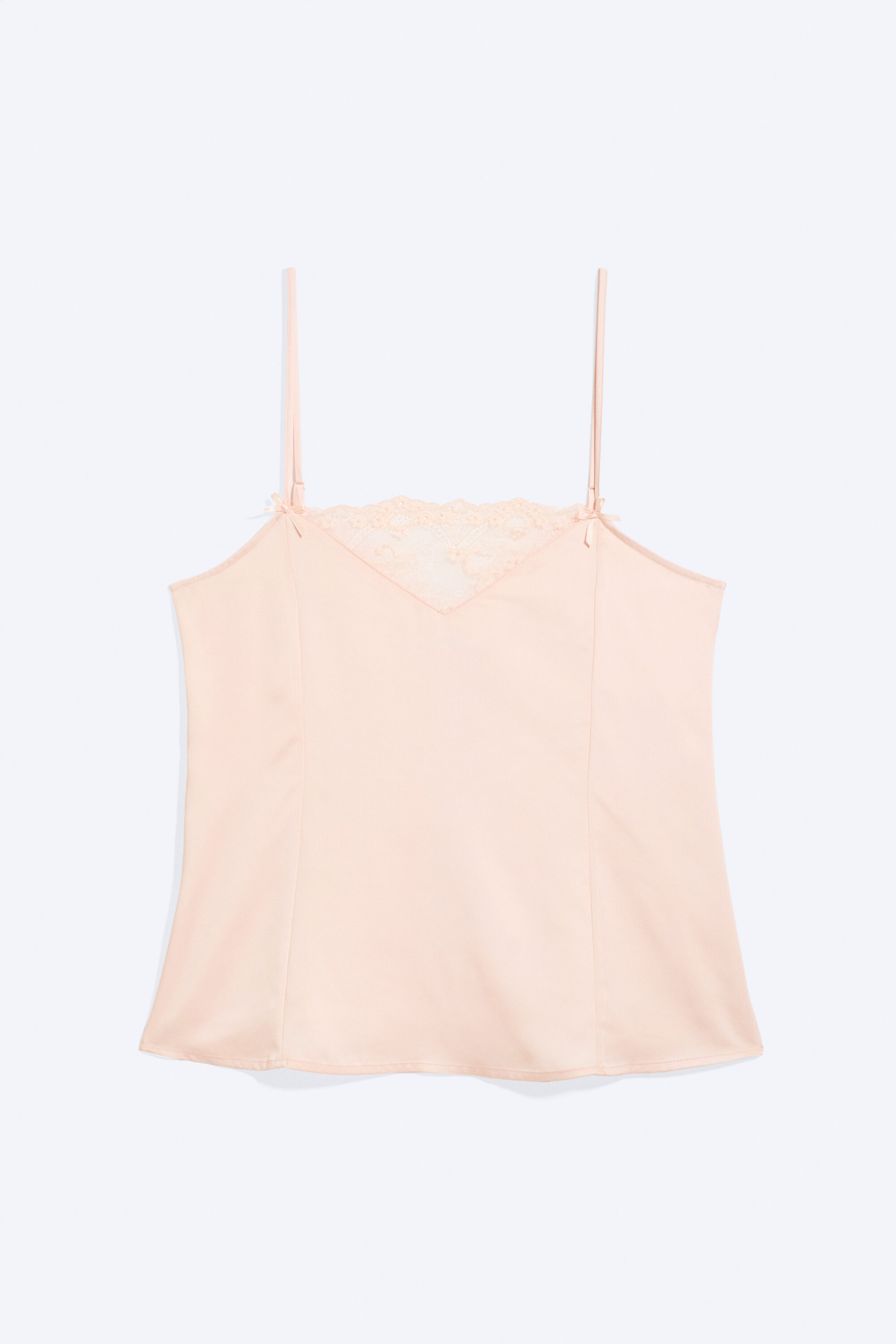 Light Dusty Peach - Satin Lace Top - 3