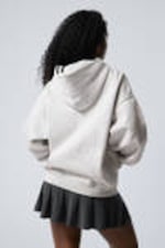 Gråmelerad - Oversized kraftig hoodie med dragkedja - 2