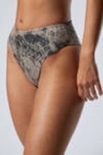 Dark Mole - Scribble - Printed High Rise Brazilian Bikini Bottoms - 1