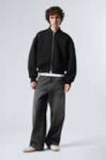 Black - Loose Scuba Bomber Jacket - 0