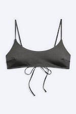 Dunkelgrau - Gepolstertes Bikini-Top mit Bindebandverschluss - 3
