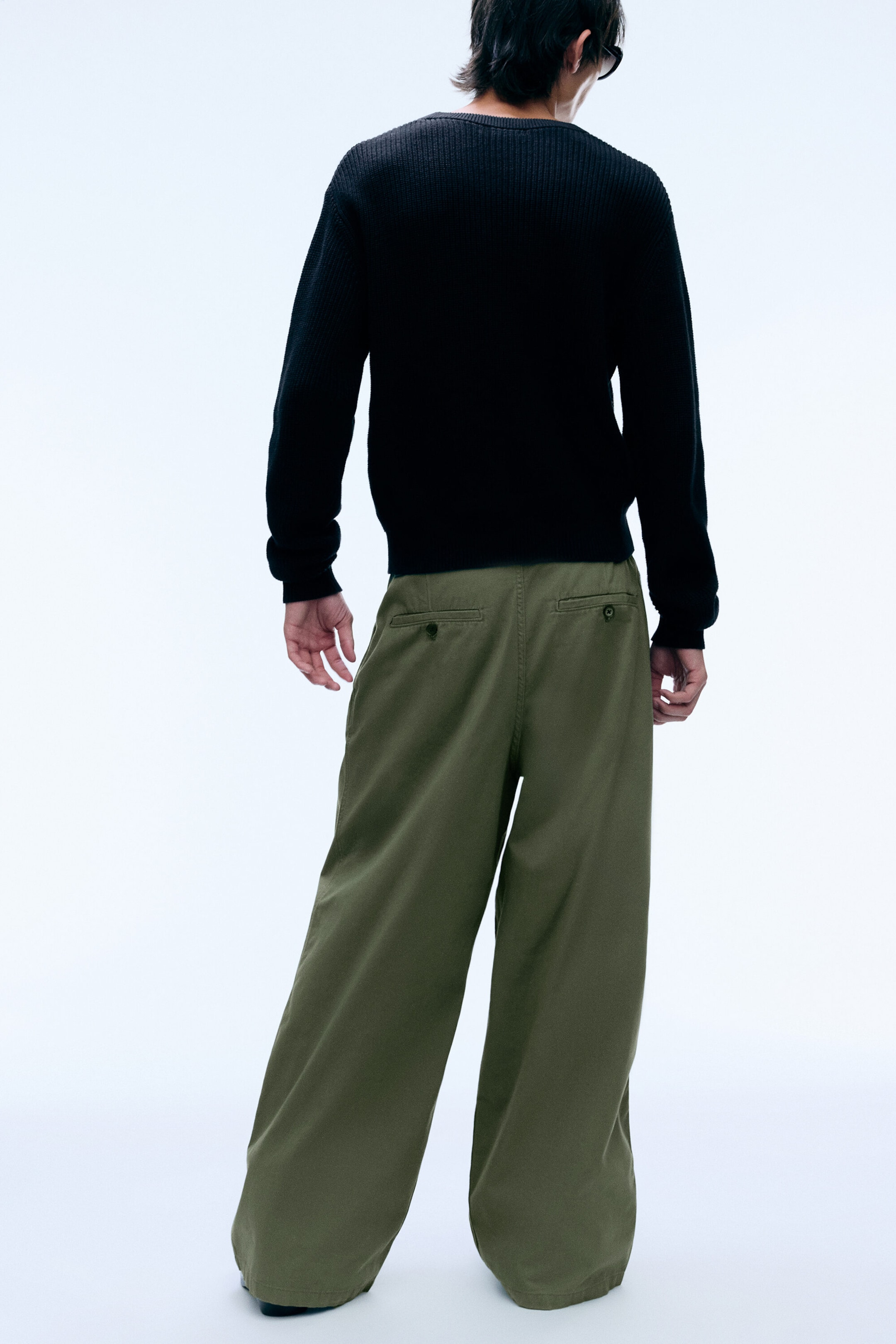Dusty Khaki Green - Otis Baggy Pleated Twill Chinos - 3