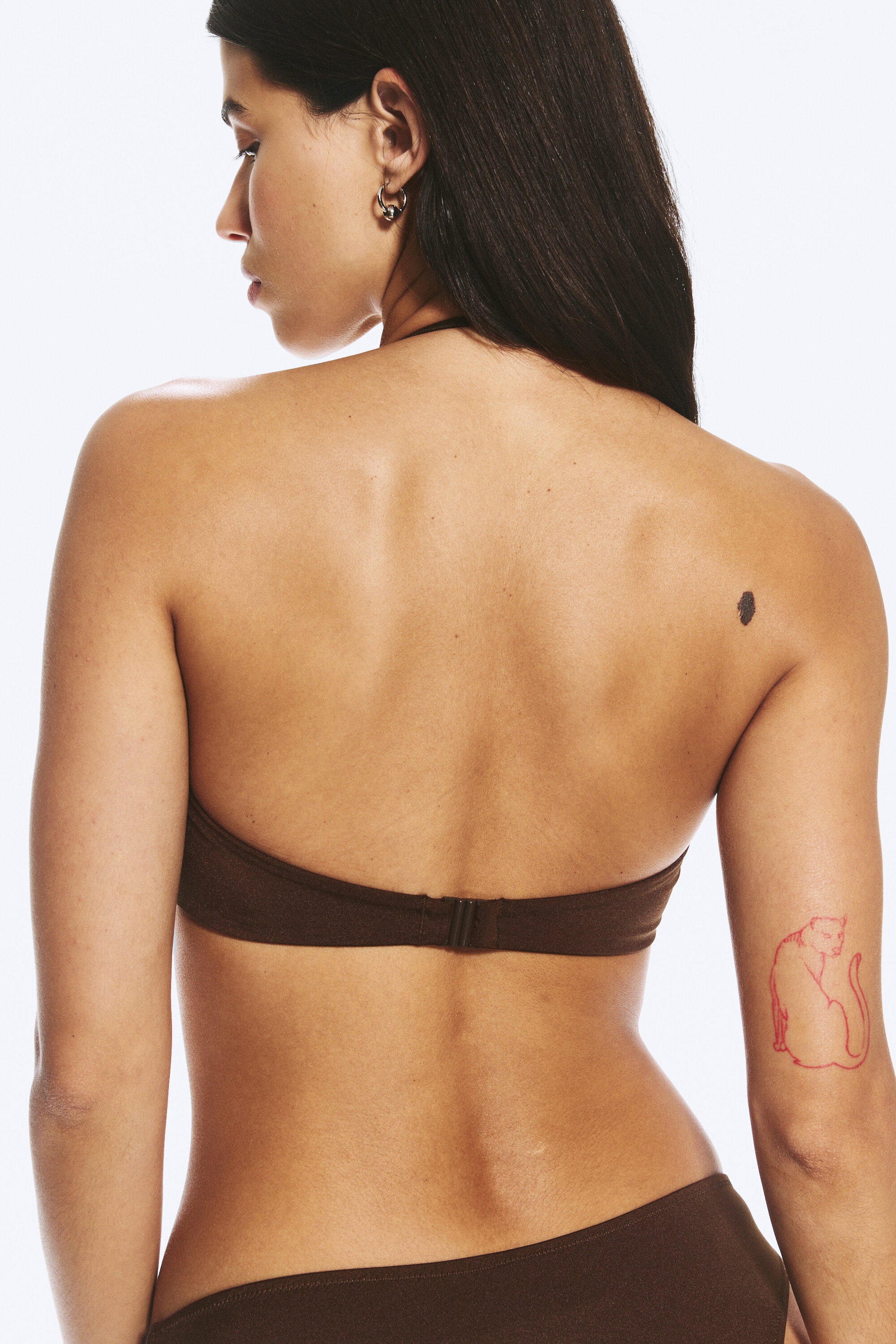 Mørkebrun - Minimal halterneck-bikinitopp - 3