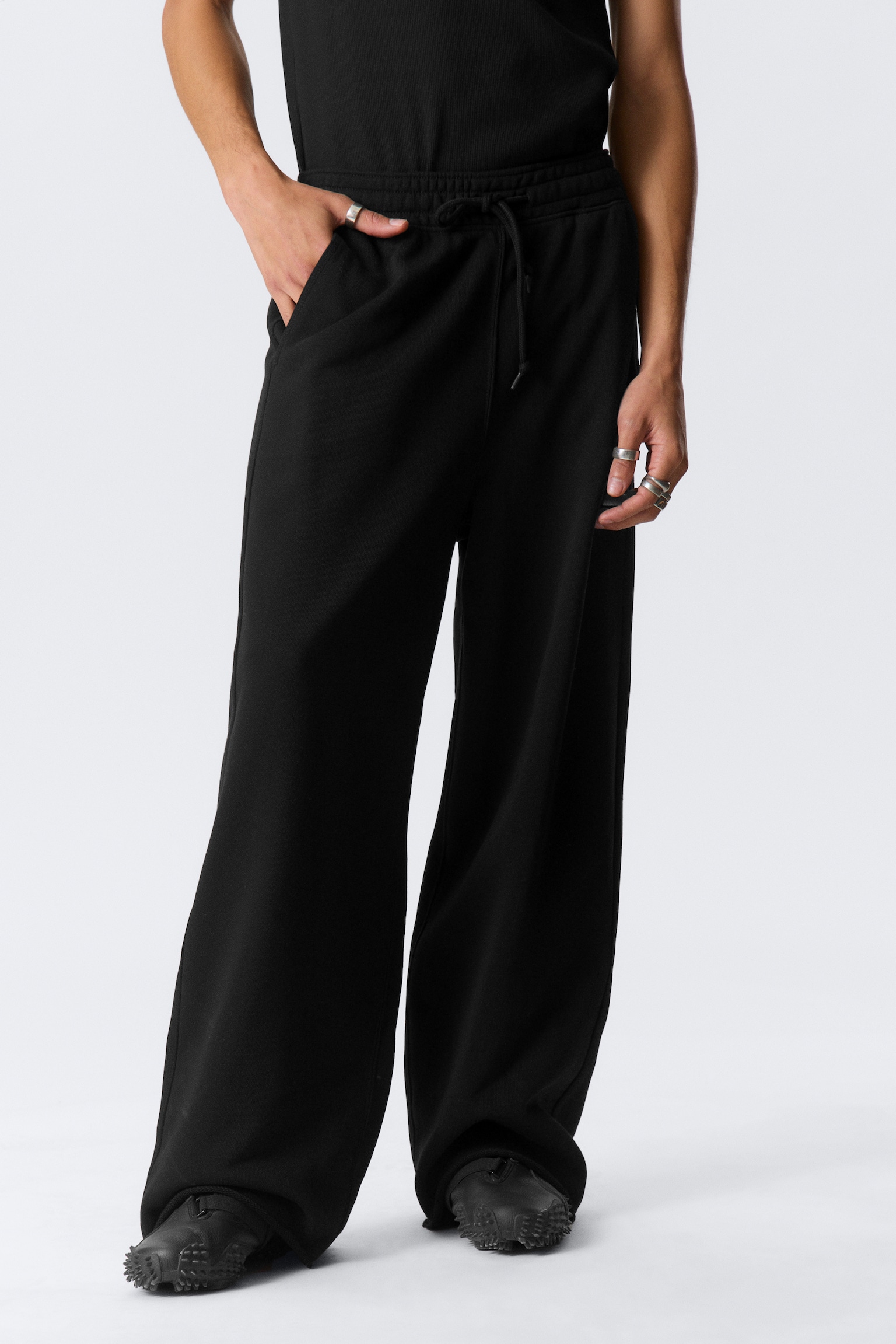 Pantalon de jogging en molleton ample Astro - Noir/Gris poudré clair - 4