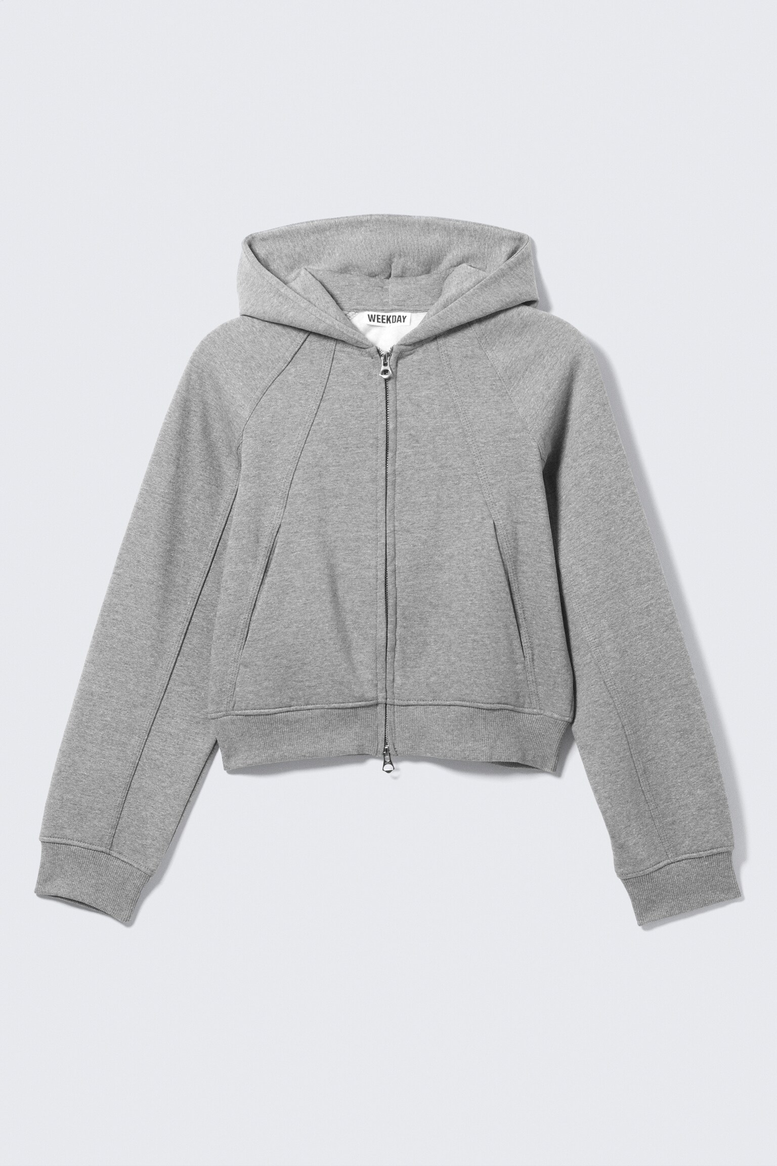 Cutline hoodie met raglanmouwen - Grijs gemêleerd/Donkerblauw - 2