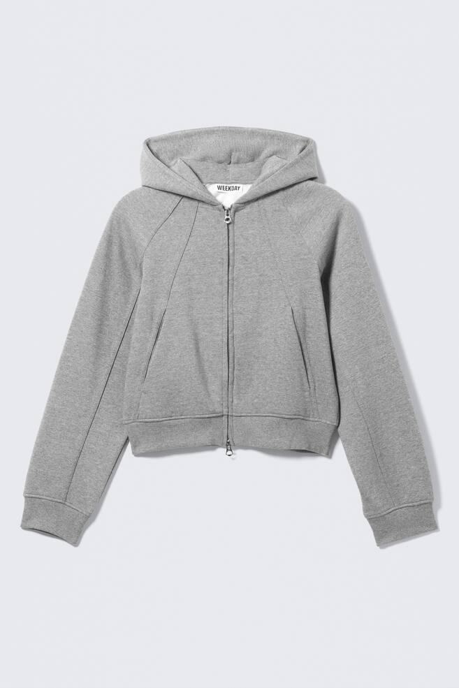 Cutline hoodie met raglanmouwen - Grijs gemêleerd/Donkerblauw - 1