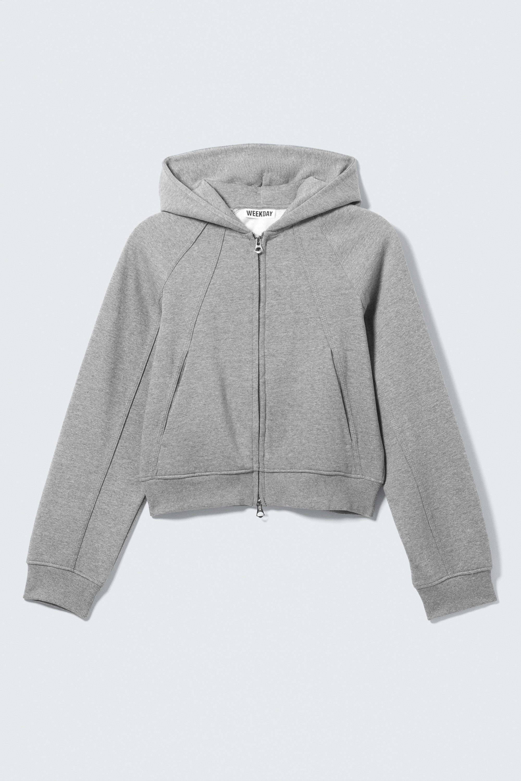 Grey Melange - Raglan-Sleeved Cutline Zip Hoodie - 3
