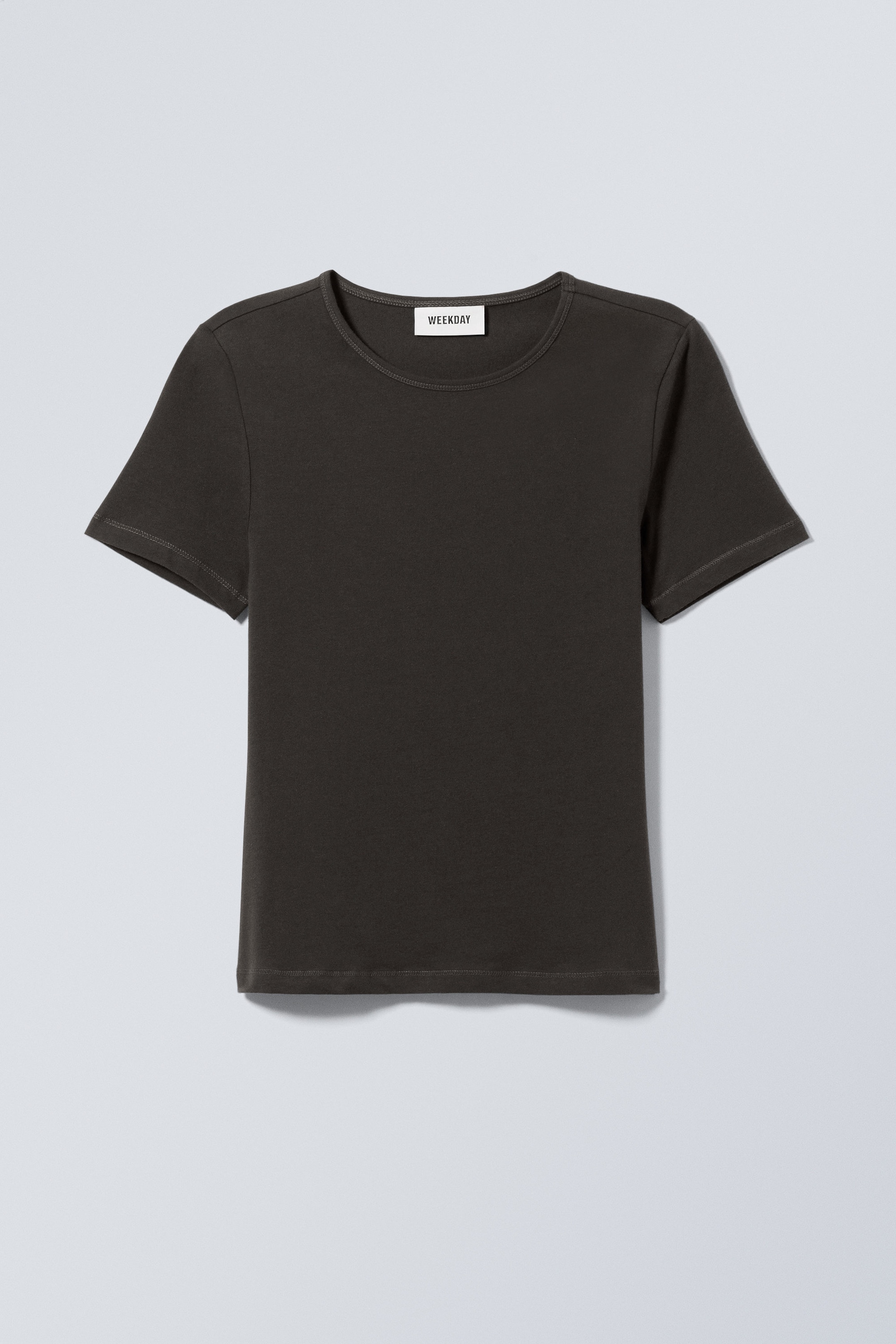 Dunkelbraun - Schmal geschnittenes T-Shirt - 0