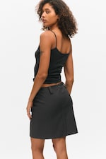 Dunkelgrau meliert - Midi-Anzugrock mit niedrigem Bund und Slim Fit - 2